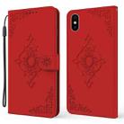 Embossed Fortune Flower Pattern Horizontal Flip Leather Case with Holder & Card Slot & Wallet & Lanyard For iPhone XS Max(Red) - 1