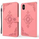 Embossed Fortune Flower Pattern Horizontal Flip Leather Case with Holder & Card Slot & Wallet & Lanyard For iPhone XS Max(Pink) - 1