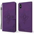 Embossed Fortune Flower Pattern Horizontal Flip Leather Case with Holder & Card Slot & Wallet & Lanyard For iPhone XS Max(Purple) - 1