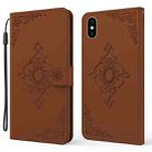 Embossed Fortune Flower Pattern Horizontal Flip Leather Case with Holder & Card Slot & Wallet & Lanyard For iPhone XS Max(Brown) - 1