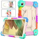 For Samsung Galaxy Tab A7 Lite T220 / T225 Contrast Color Robot Shockproof Silicon + PC Protective Case with Holder & Shoulder Strap(Colorful Mint Beige) - 2