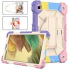 For Samsung Galaxy Tab A7 Lite T220 / T225 Contrast Color Robot Shockproof Silicon + PC Protective Case with Holder & Shoulder Strap(Colorful Purple Beige) - 2