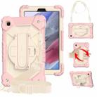 For Samsung Galaxy Tab A7 Lite T220 / T225 Contrast Color Robot Shockproof Silicon + PC Protective Case with Holder & Shoulder Strap(Rose Gold Beige) - 1