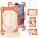 For Samsung Galaxy Tab A7 Lite T220 / T225 Contrast Color Robot Shockproof Silicon + PC Protective Case with Holder & Shoulder Strap(Coral Orange Beige) - 1