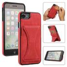 For iPhone SE 2022 / SE 2020 / 8 / 7 Ultra-thin Shockproof Protective Case with Holder(Red) - 1