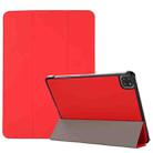 For iPad Pro 11 2022 / 2021 3-folding Skin Texture Horizontal Flip TPU + PU Leather Tablet Case with Holder(Red) - 1