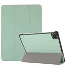 For iPad Pro 11 2022 / 2021 3-folding Skin Texture Horizontal Flip TPU + PU Leather Tablet Case with Holder(Mint Green) - 1