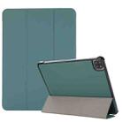 For iPad Pro 11 2022 / 2021 3-folding Skin Texture Horizontal Flip TPU + PU Leather Tablet Case with Holder(Green) - 1