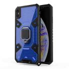 For iPhone XS Max Space PC+TPU Ring Holder Protective Case(Blue) - 1