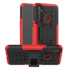 For OPPO Realme 5 Tire Texture TPU + PC Shockproof Case with Holder(Red) - 1