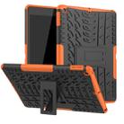 For iPad 10.2 Tire Texture TPU + PC Shockproof Case with Holder(Orange) - 1