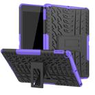 For iPad 10.2 Tire Texture TPU + PC Shockproof Case with Holder(Purple) - 1