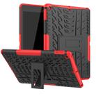 For iPad 10.2 Tire Texture TPU + PC Shockproof Case with Holder(Red) - 1