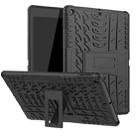 For iPad 10.2 Tire Texture TPU + PC Shockproof Case with Holder(Black) - 1