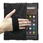 For Amazon Kindle Fire HD10 2019 / 2018 / 2017 Shockproof Colorful Silicone + PC Protective Case with Holder & Hand Strap & Shoulder Strap(Black) - 1
