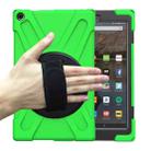 For Amazon Kindle Fire HD10 2019 / 2018 / 2017 Shockproof Colorful Silicone + PC Protective Case with Holder & Hand Strap & Shoulder Strap(Green) - 1