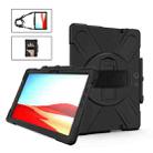 For Microsoft Surface Pro X / Pro X 2021 Shockproof Colorful Silicone + PC Protective Case with Holder & Hand Strap & Shoulder Strap & Pen Slot(Black) - 1