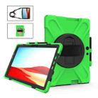 For Microsoft Surface Pro X / Pro X 2021 Shockproof Colorful Silicone + PC Protective Case with Holder & Hand Strap & Shoulder Strap & Pen Slot(Green) - 1