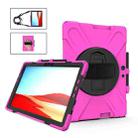 For Microsoft Surface Pro X / Pro X 2021 Shockproof Colorful Silicone + PC Protective Case with Holder & Hand Strap & Shoulder Strap & Pen Slot(Rose Red) - 1