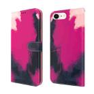 For iPhone SE 2022 / SE 2020 / 8 / 7 Watercolor Pattern Horizontal Flip Leather Case with Holder & Card Slot & Wallet(Berry Color) - 1