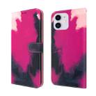 For iPhone 12 / 12 Pro Watercolor Pattern Horizontal Flip Leather Case with Holder & Card Slot & Wallet(Berry Color) - 1