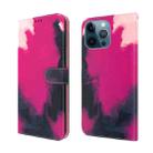 For iPhone 12 Pro Max Watercolor Pattern Horizontal Flip Leather Case with Holder & Card Slot & Wallet(Berry Color) - 1