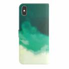For iPhone X / XS Watercolor Pattern Horizontal Flip Leather Case with Holder & Card Slot & Wallet(Cyan Green) - 3