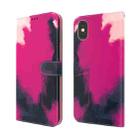 For iPhone X / XS Watercolor Pattern Horizontal Flip Leather Case with Holder & Card Slot & Wallet(Berry Color) - 1