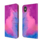 For iPhone X / XS Watercolor Pattern Horizontal Flip Leather Case with Holder & Card Slot & Wallet(Purple Red) - 1