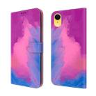 For iPhone XR Watercolor Pattern Horizontal Flip Leather Case with Holder & Card Slot & Wallet(Purple Red) - 1