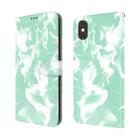 For iPhone X / XS Cloud Fog Pattern Horizontal Flip Leather Case with Holder & Card Slot & Wallet(Mint Green) - 1