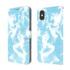 For iPhone X / XS Cloud Fog Pattern Horizontal Flip Leather Case with Holder & Card Slot & Wallet(Sky Blue) - 1