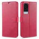 For Vivo X60 Pro AZNS Sheepskin Texture Horizontal Flip Leather Case with Holder & Card Slots & Wallet(Red) - 1