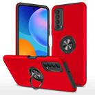 For Huawei Y7a PC + TPU Shockproof Magnetic Protective Case with Invisible Ring Holder(Red) - 1