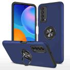 For Huawei Y7a PC + TPU Shockproof Magnetic Protective Case with Invisible Ring Holder(Blue) - 1