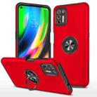 For Motorola Moto G9 Plus PC + TPU Shockproof Magnetic Protective Case with Invisible Ring Holder(Red) - 1
