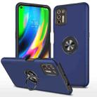 For Motorola Moto G9 Plus PC + TPU Shockproof Magnetic Protective Case with Invisible Ring Holder(Blue) - 1