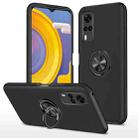 For vivo Y31 PC + TPU Shockproof Magnetic Protective Case with Invisible Ring Holder(Black) - 1