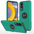 For vivo Y31 PC + TPU Shockproof Magnetic Protective Case with Invisible Ring Holder(Dark Green) - 1