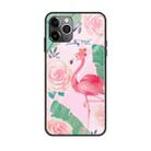 For iPhone 11 Colorful Painted Glass Case(Flamingo) - 1