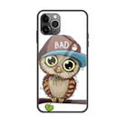 For iPhone 11 Colorful Painted Glass Case(Owl) - 1