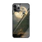 For iPhone 11 Colorful Painted Glass Case(Moon) - 1