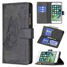 For iPhone 8 / 7 Flying Butterfly Embossing Pattern Zipper Horizontal Flip Leather Case with Holder & Card Slots & Wallet(Black) - 1