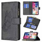 For iPhone X / XS Flying Butterfly Embossing Pattern Zipper Horizontal Flip Leather Case with Holder & Card Slots & Wallet(Black) - 1