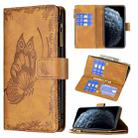 For iPhone XR Flying Butterfly Embossing Pattern Zipper Horizontal Flip Leather Case with Holder & Card Slots & Wallet(Brown) - 1