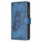 For iPhone XS Max Flying Butterfly Embossing Pattern Zipper Horizontal Flip Leather Case with Holder & Card Slots & Wallet(Blue) - 2