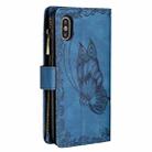 For iPhone XS Max Flying Butterfly Embossing Pattern Zipper Horizontal Flip Leather Case with Holder & Card Slots & Wallet(Blue) - 3