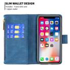 For iPhone XS Max Flying Butterfly Embossing Pattern Zipper Horizontal Flip Leather Case with Holder & Card Slots & Wallet(Blue) - 6