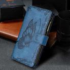For iPhone XS Max Flying Butterfly Embossing Pattern Zipper Horizontal Flip Leather Case with Holder & Card Slots & Wallet(Blue) - 7