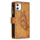 For iPhone 11 Flying Butterfly Embossing Pattern Zipper Horizontal Flip Leather Case with Holder & Card Slots & Wallet(Brown) - 3
